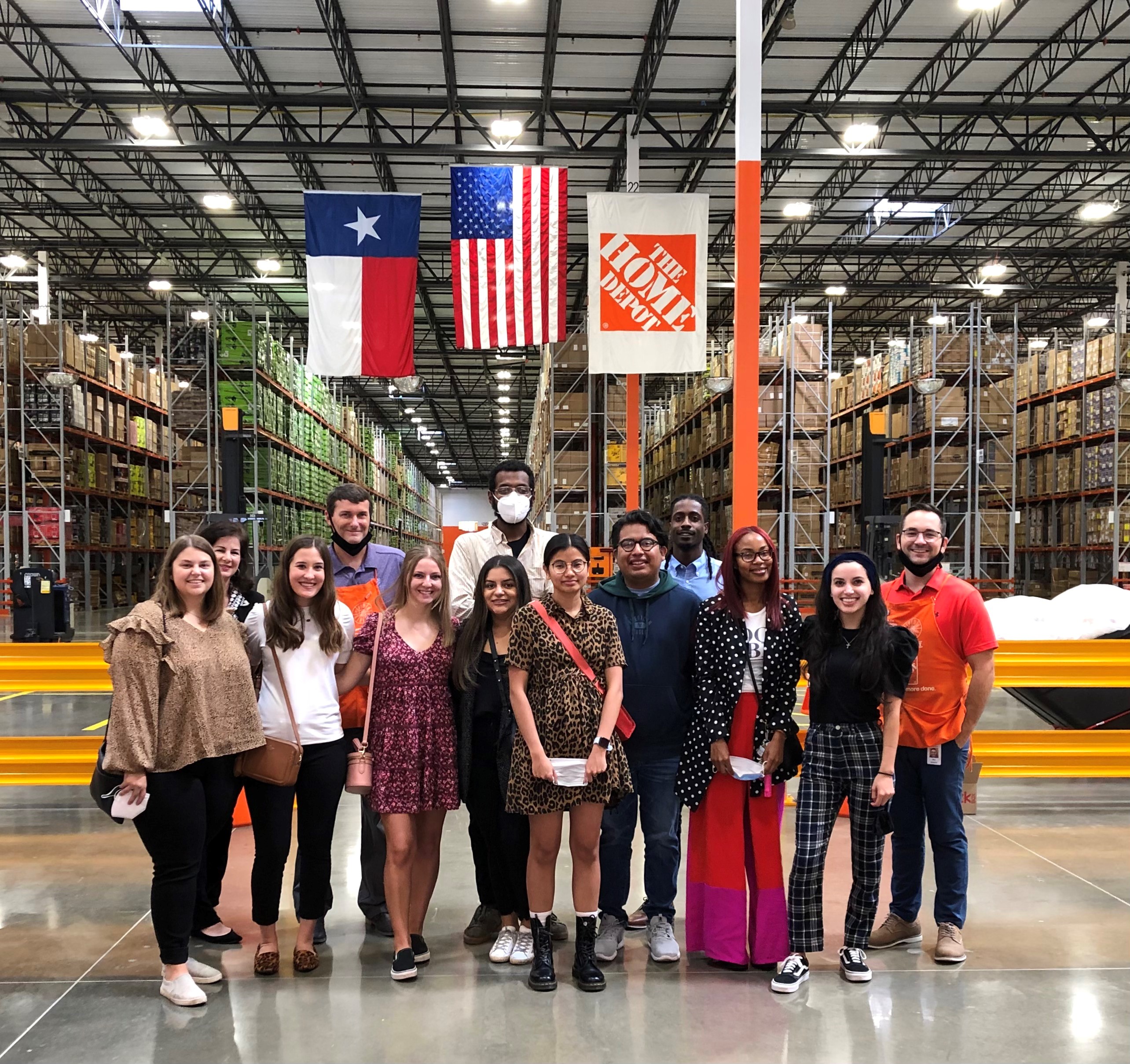 Student's in Linda Mihalick's digital retailing course tour Home Depot fulfillment center
