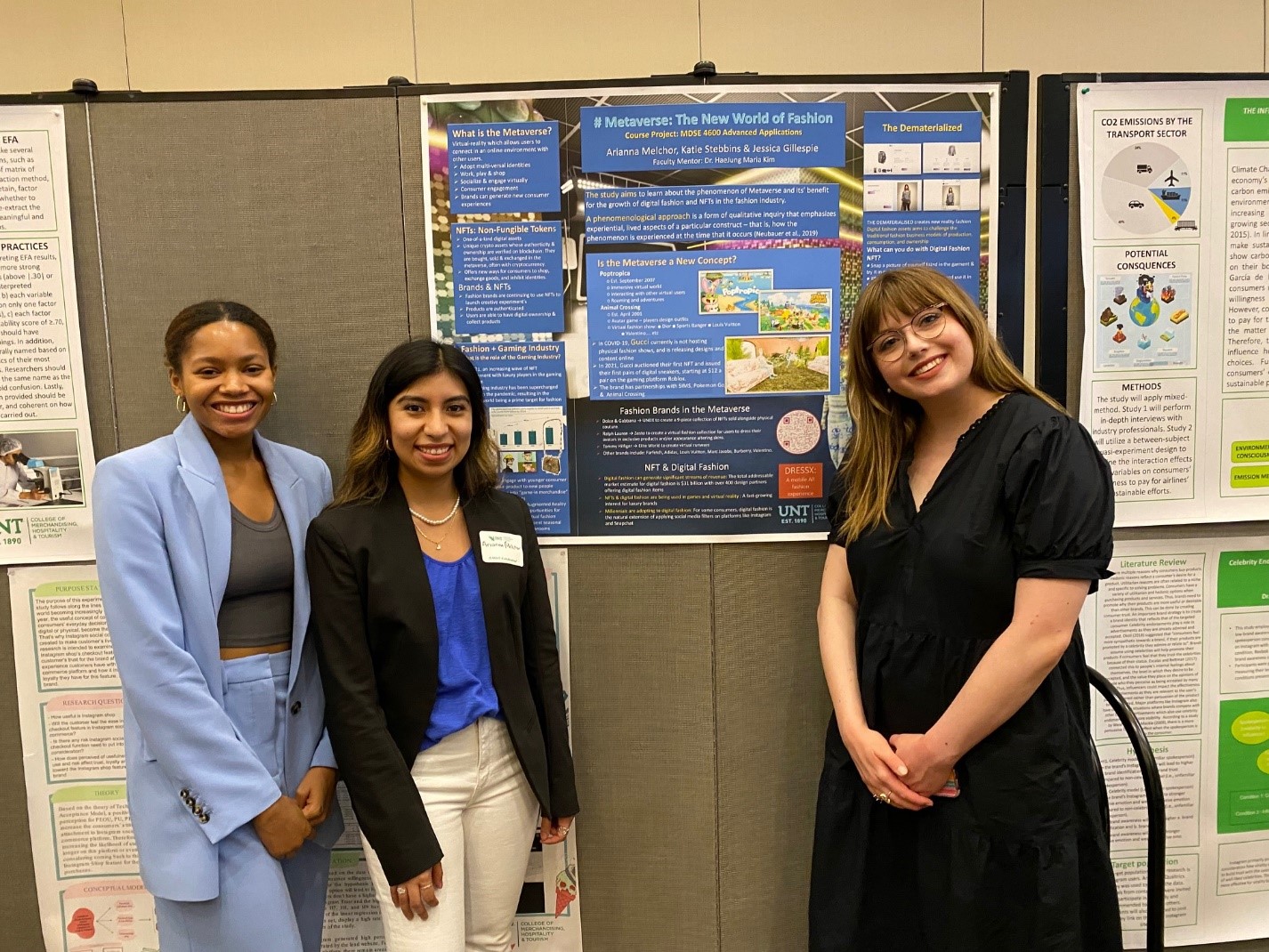 Arianna Melchor, Katie Stebbins & Jessica Gillespie posing with research