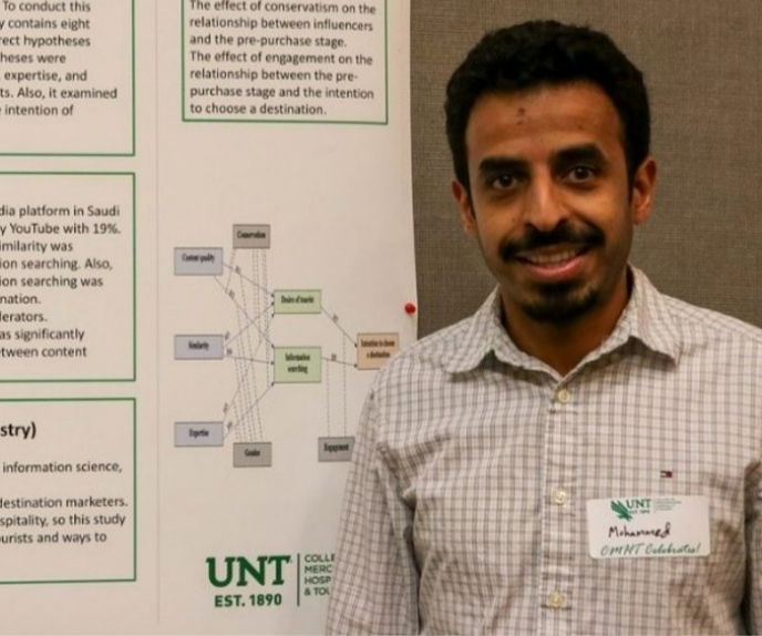 Mohammed Alamer posing with research